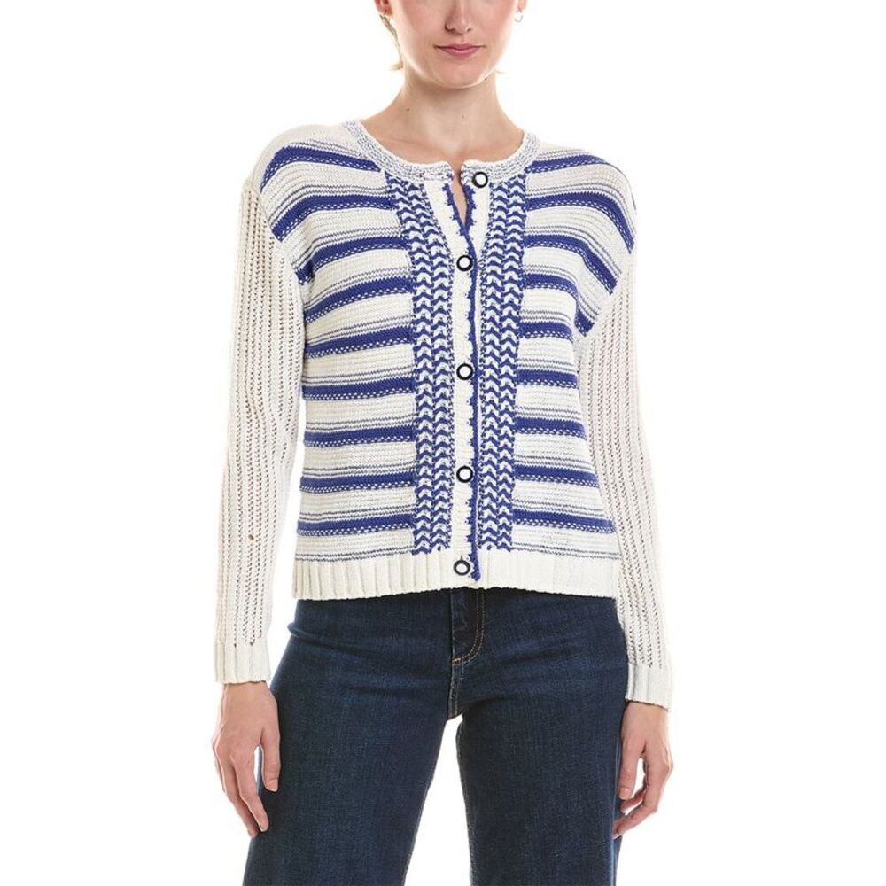 Nic+Zoe Womens  Petite Painted Porcelain Cardigan, Blue